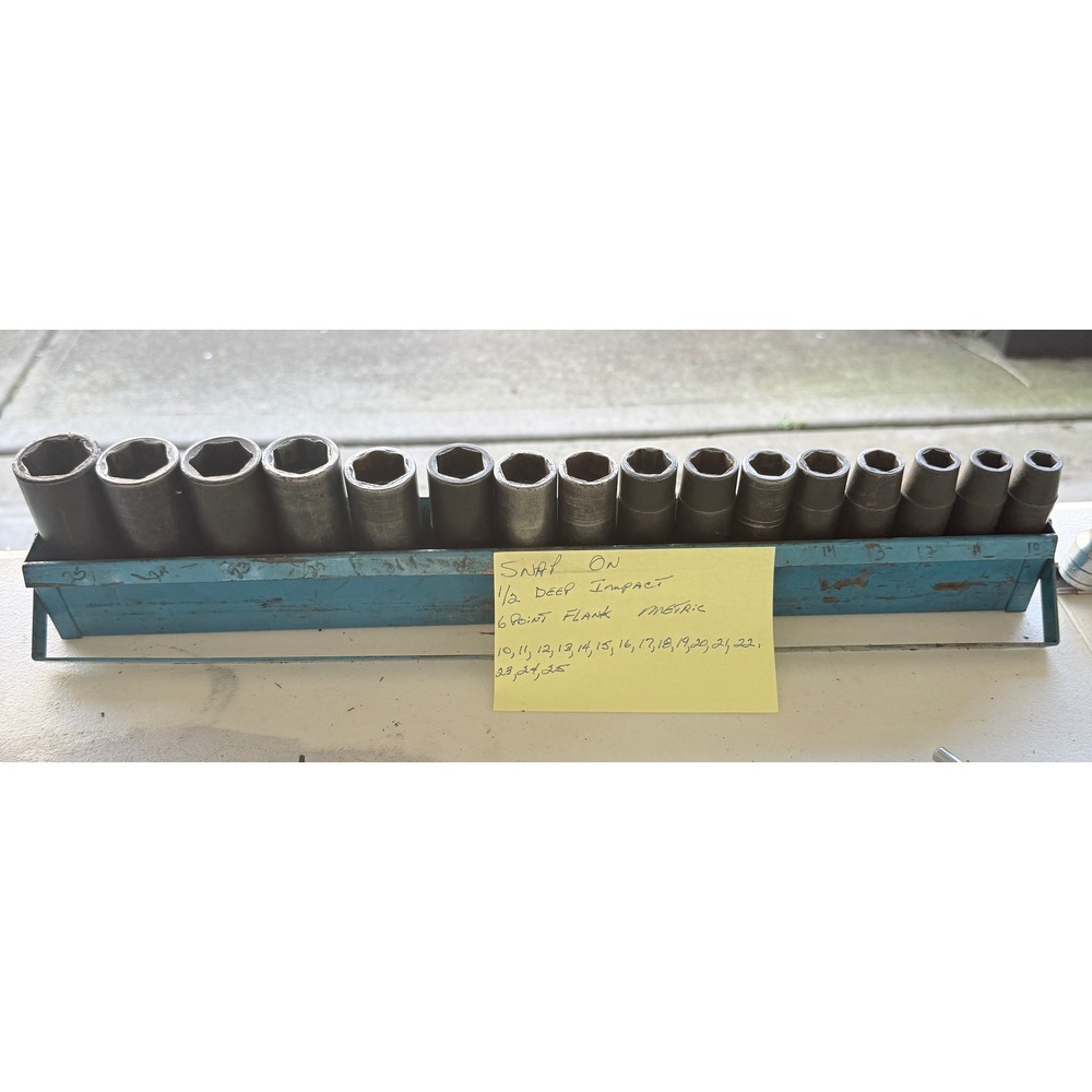 Snap-on 1/2 Drive Deep Impact Socket Set 6 Point Flank Metric 10mm-25mm 16pc